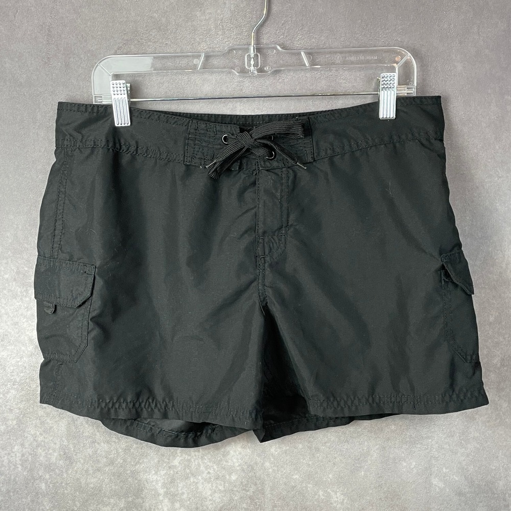 Okanu Surf Board Shorts Womens Size 10 Black Pockets Activewear